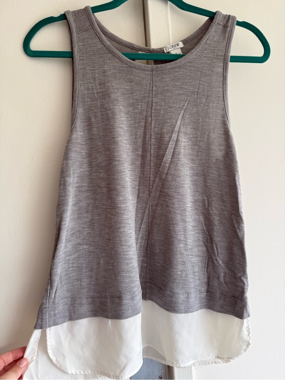 J. Crew Gray Tank with White Tiered Hem